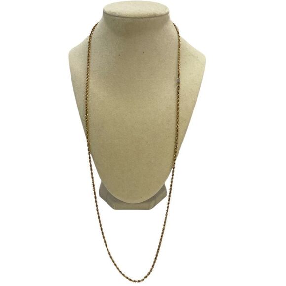 Mens Ladies 1/10th 10K Yellow Gold  Rope Chain Necklace 30" Length - Picture 10 of 10